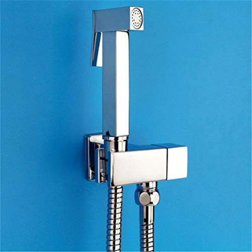Bidet-Armaturen aus schwarzem Messing, Wandmontage, hygienischer Duschkopf für Analreinigung, mit Kaltwasserventil, perfekt für muslimische Shattafs, Chrom-Finish