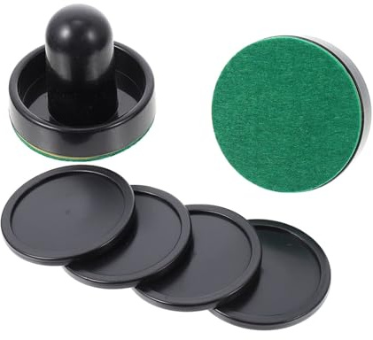 ZYWQ Air Hockey Set - 2 Air Hockey Pushers & 4 Pucks for Mini Tables | Replacement Accessories (Black Pushers - 60mm)
