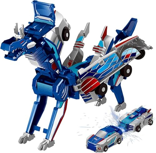 Felly Drago Trasforma Macchina Giocattoli, 2 Pezzi Auto Robot Giochi Bambini Bambino Bambina 2 3 4 5 6 Anni, Giocattolo Regalo per Ragazzi Ragazze