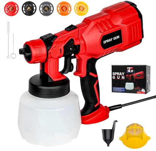 Pistola per Verniciare 1200ml, 550W HVLP a Spruzzo con 4 Ugelli & 3 Modelli - Elettrica per Recinzioni, Muri