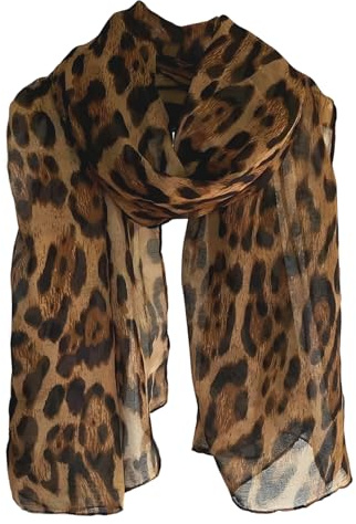 LEMLIN Foulard Léopard Femme Écharpe en Soie Mousseline,Grande Écharpe Rectangulaire 90 x 180 cm,Soie Végétale Léger et Douce,Motif Léopard Intemporel,Polyvalente Châle,Accessoire Élégant