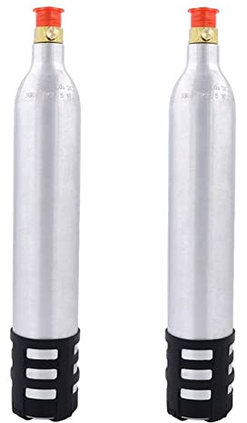 reamhome 2PCS 0.6L Soda Maker Spare Reusable CO2 Cylinder Accessory for Soda Machines,Black+Silver