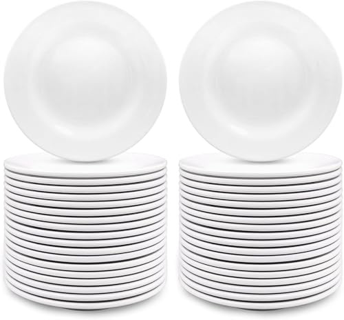 36 Pack Melamine Dessert Plates, White Salad Plates, Small Round Dinner Dishes Catering Saucers for Appetizer, Snacks, Side Dishes, Party Serving Platters, Dishwasher Safe (15 cm)