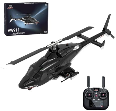 TechSpieler 1/34 WOLFBUSH AW-911 RC Hubschrauber Modell, 2.4G 9CH Flybarless Helicopter mit 6G/3D Stunt Modus Und GPS Höhenhaltung (RTF/Mode 1/Mode 2 Umschaltbar)