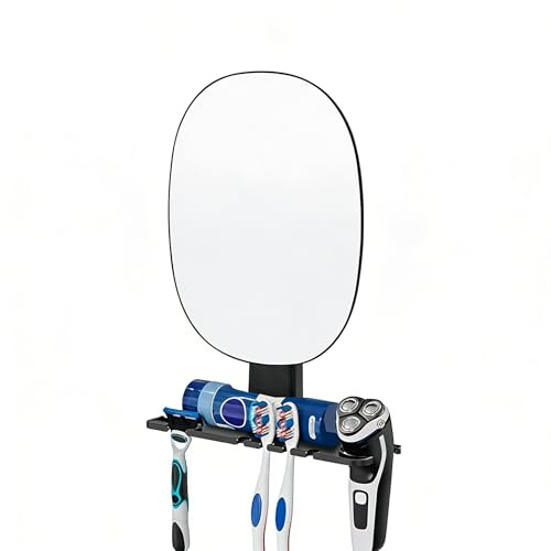 Byfoyif Specchio da Barba per Doccia, Specchio da Doccia Antiappannamento ad Alta Definizione, Specchio da Barba Autoadesivo e Infrangibile con 1 Tergicristallo, 295 mm × 220 mm