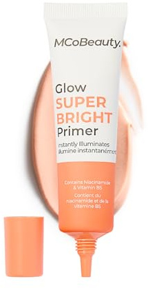 MCoBeauty Glow Super Bright Primer with Niacinamide & Panthenol | Radiant Base, Makeup Primer, Brightening, Layable, Smooth Application, Vegan & Cruelty Free