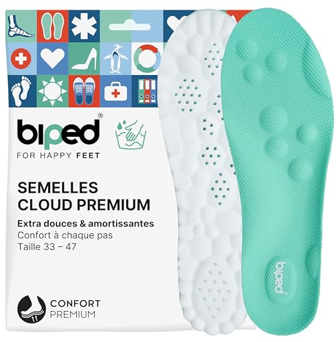 biped solette Cloud ultra morbide per sport, uso quotidiano e scarpe da lavoro – Solette ortopediche ammortizzanti con cuscinetto tallone – Schiuma massaggiante z2938(mint,42-44)