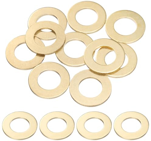sourcing map 10 rondelle piatte in ottone M16, diametro interno 30 mm x diametro esterno 16 mm x spessore 2 mm, guarnizione metrica per viti, bulloni, dadi