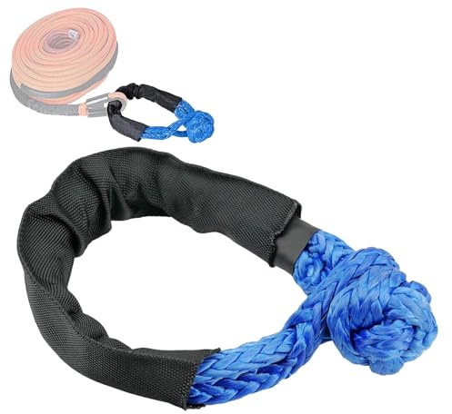 Manille souple de remorquage,Manilles souples synthétiques pour sangles de remorquage - Corde à manille souple synthétique de 38 000 lb avec manchons supplémentaires pour la récupération de VTT de rem