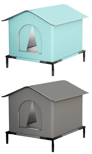 Katzenhaus Outdoor Winterfest Isoliert | Katzenhöhle für Draußen | Wasserdichter Katzenunterstand mit Türen & Doppelseitigem Kissen | Winter Isoliertes Warmes Katzenhaus für Garten & Terrasse