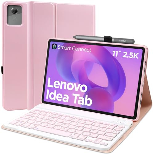 Zabatoco Funda con Teclado para Lenovo Idea Tab 11 Pulgadas 2025, QWERTY Español Ñ, Bluetooth Magnéticamente Teclado para Lenovo Idea Tab 11 TB-336ZU / TB-336FU, Rosa