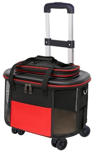 Transportín para Gatos con Ruedas Transportador para Cachorros de Malla Transpirable Viaje Plegable para Mascotas con Asas y Barra de tracción Gato rodante para Mascotas de hasta 13 kg para Viajes, s