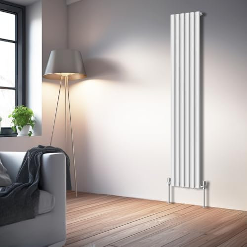 NRG White Oval Radiator Vertical 1800x354mm Single Panel Central Heating Radiators Perfect for Bathrooms Kitchen Living Room