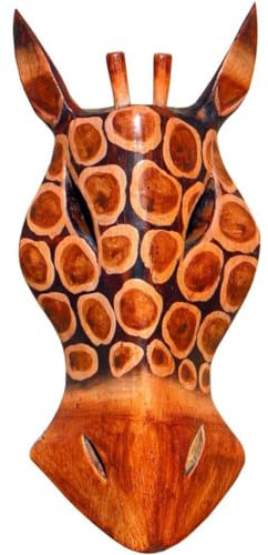 Bella maschera in legno 20 cm Giraffe Africa Maschera da parete realizzato a mano Bali maske74