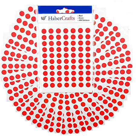 8 mm rote Punkt-Aufkleber, farbige Klebepunkte, leicht abzuziehen, selbstklebende Kreis-Aufkleber, Etiketten für Farbkodierung, Kalender, Scrapbooks & Organisieren (rot, 1 Packung – 490 Aufkleber)