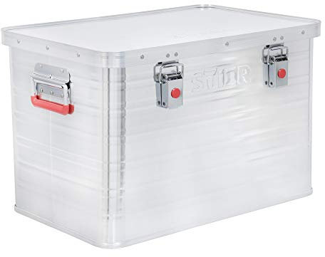 STIER Alubox, Aluminiumbox 65L, Staub- und spritzwasserresistent mit Gummidichtung und 2 Klapphandgriffen, Alukiste mit Spannverschluss, zuverlässige geruchsneutrale Aufbewahrung