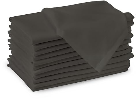 Encasa XO Stoffservietten Baumwolle, 180 GSM 43x43 cm | Kohlengrau, Saugstark & Strapazierfähig | Waschbar & Wiederverwendbar | Tischdeko, Hochzeit & Alltag | 12er Set