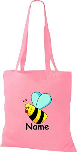 Shirtinstyle Stoffbeutel Tasche, Tiermotiv Biene mit Wunschnamen, Natur Zoo Tiere Animal, Geschenk, Baumwolltasche, Logo, Spruch, Verwandschaft, Motiv, Farbe Rot