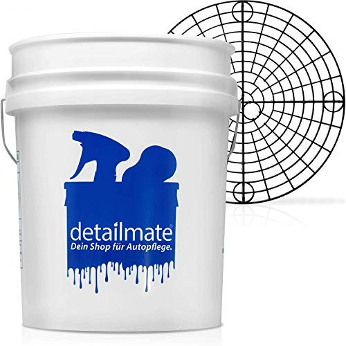 detailmate Car Wash Bucket: 5 Gallon (19 Litre) Plastic Bucket with Grit Guard Insert, Black
