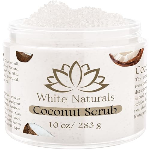 Organic Coconut Oil Scrub, Exfoliating Salt Body Scrub, Deep Cleansing for Soft Skin Remove Dead Skin Cells, Great for Toning Skin, Acne Stretch Marks Cellulite Bump Eraser, Natural Skincare Exfoliant