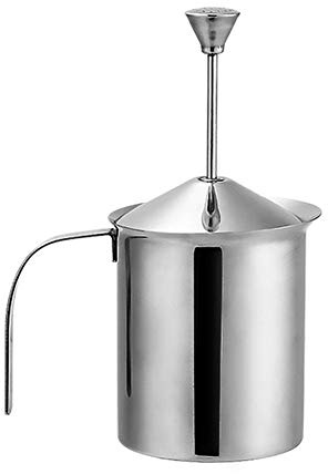 Manual Milk Frother - Stainless Steel - 400/800 Ml - Perfect Milk Foam Thanks To Double Sieve and Special Press Mechanism (Size : 800ml)