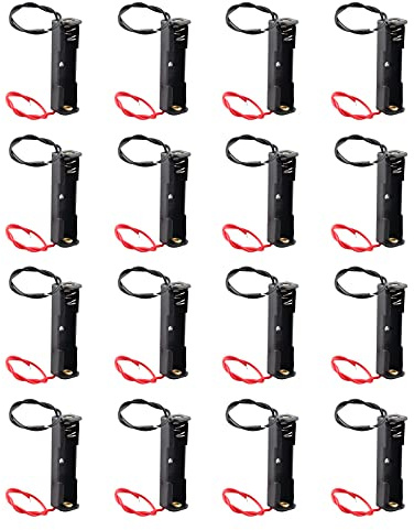 HALJIA 16 Stück 1,5V AAA Batteriehalter Etui 1 x 1,5V Batterie Aufbewahrungsbox Batterie Organizer Batteriebehälter DIY mit Kabelführungen Schwarz
