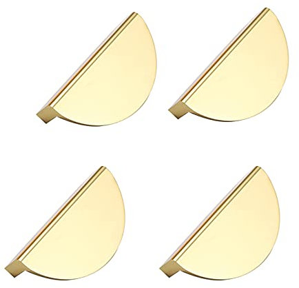 MoK 4 Pezzi Maniglie per Ante Armadio in Metallo Oro, Maniglie Della Cucina in Lega di Alluminio Oro, per la Casa Cucina Mobili da Ufficio, Comodino, Cassettiera, Armadietti, Armadi (Viti Incluse)