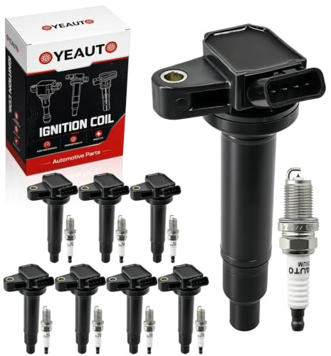 Ignition Coil Pack & Iridium Spark Plug For Toyota Tundra Sequoia 2000-2009 | 4Runner 2003-2008,Land Cruiser 1998-2007,For Lexus 1998-2009 4.3L 4.7L 5.7L V8 Replace UF230 9091902230 Set Of 8