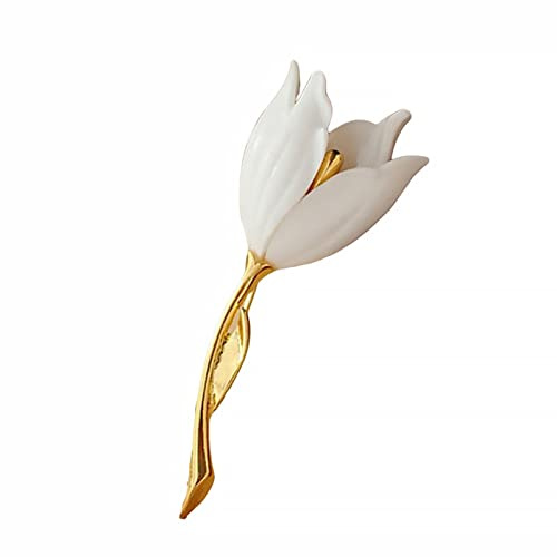 Inateannal Tulpe Blume Emaille Brosche Pin Elegante Magnolie Reversnadel Schal Schnalle Korsage Großen Schal Pin Modeschmuck Für Frauen Mädchen