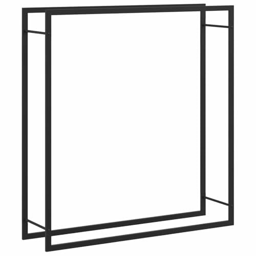 vidaXL Brennholzregal, Kaminholzregal mit viel Stauraum, Kaminholzständer Witterungsbeständig, Feuerholzregal Brennholz Kaminholz Regal, Mattschwarz Stahl