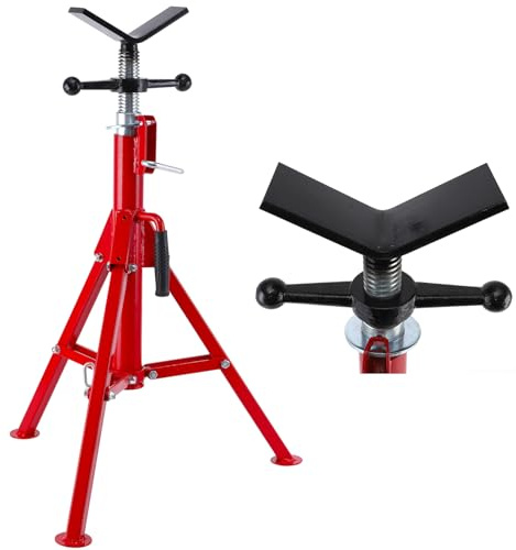 Towallmark V Head Pipe Jack Stand,28-52 Inch Adjustable Height,1/8-12 Capacity, 2500 lb Load Capacity,Heavy Duty Carbon Steel Body, Steel Jack Stands with Portable Folding Legs
