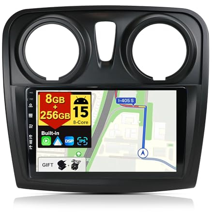 BXLIYER - [8G+256G, 8-Core] - Android 14 IPS Autoradio für Dacia - Sandero (2012-2017) - Kabellos CarPlay/Android Auto/DSP - LED Kamera & MIC - 9 Zoll 2 Din - DAB Lenkradsteuerung Fast-boot 360-Kamera