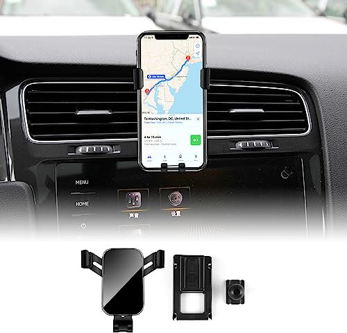 KUNGKIC Auto-Handy-Halterung Verstellbare Autotelefon-Halterung Compatible with VW Volkswagen 2014-2019 Golf 7 GTI MK7 Zubehör Innenraum 360°Drehung Zink-Legierung ABS (Schwarz)