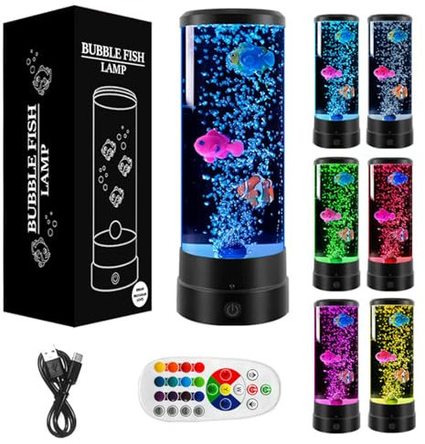 FYKERO Lava Lamp- Realistic Jellyfish Lamp with Remote and USB, 16 Color Changing Jellyfish Aquarium Light for Home Decoration & Office, Boys Girls Birthday Gift Black