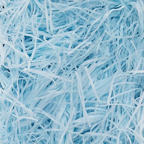 200 g blaues geschreddertes Seidenpapier, blaues geschreddertes Papier für Geschenkkörbe, Geschenkbox, ideale Geschenkkorbfüllung und Geschenkverpackungsfüller
