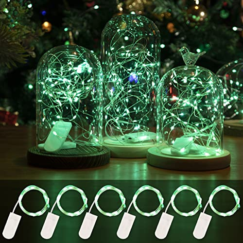 HXWEIYE 6 Stück LED Lichterkette Batterie, 2M 20LEDs | Silber Kupferdraht, Batteriebetrieben, Mini Lichterketten, Deko für Flasche Geburtstag Innen Außen Weihnachten Deko(Grün)