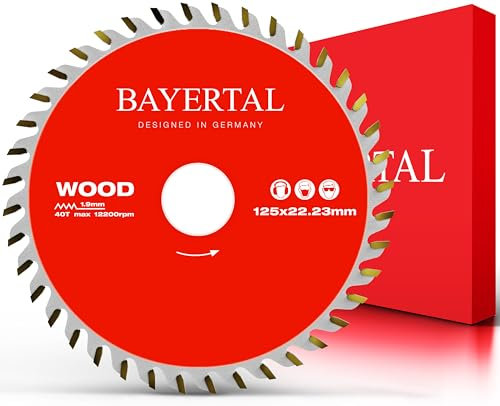 Bayertal® Sägeblatt 125 x 22,23 – Präzision für Holzschnitte – ideal für Hart- und Weichholz, MDF und OSB – 125mm Trennscheibe für Feinschnitt – HM-Schnittflächen für präzise Schnitte – Kreissägeblatt