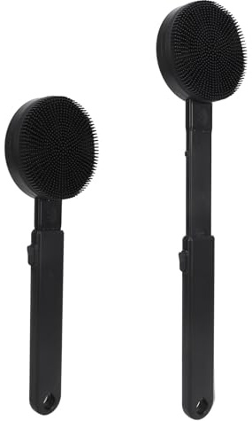 Spazzola Elettrica per la Schiena della Doccia, Spazzola per il Viso con Manico Telescopico, Funzione Esfoliante Delicata, Setole in Silicone Impermeabili, Ideale per la Pulizia