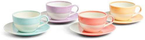 Royal Doulton Coffee Set, Cappuccino Cups and Matching Saucers, 1815 Bright, 256ml, Mixed Set of 4