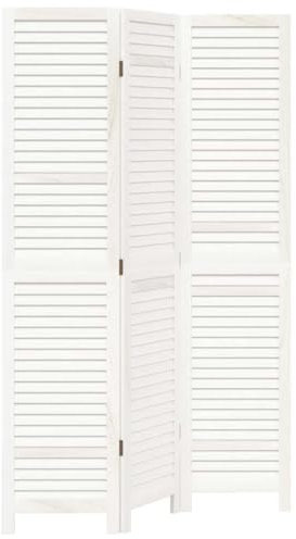 vidaXL Rumsavdelare 3 paneler vit massivt kejsarträ, skiljevägg, hopfällbar skiljevägg, skärmvägg, hopfällbar rumsavdelare, skiljeväggar, skärmväggar