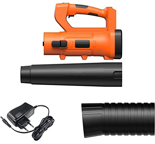 Nanologic Akku Laubbläser, 20V Akku-Gebläse Laubgebläse Max. Gebläsegeschwindigkeit 209 km/h 6-Gang Geschwindigkeit mit 2 x 2,0 Ah Akku und Ladegerät für Terrasse, Garten, Haus, Weg - Orange