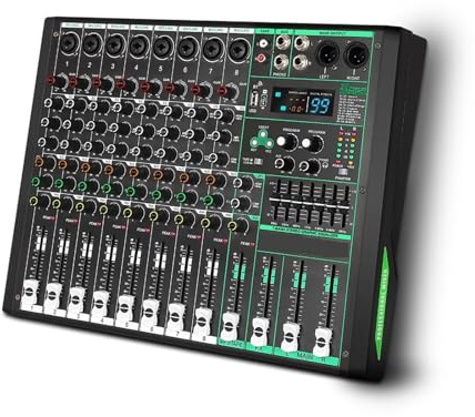 Mezclador de audio, Mezclador De Audio Profesional, Consola Con Tablero De Sonido De 8 Canales, De Mezcla For DJ, Mesa De Sonido 99 DSP For Escenario, Fiesta Y Estudio Procesador de mezclador digital