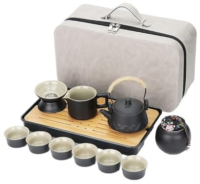 ABNNHK Set da tè, Set da tè Cinesi Kung Fu Set da tè da Viaggio Set da tè Portatile Set da tè Giapponese Tazza da tè Portatile, pentole per tè Sfuso Set da tè in Ceramica Regalo per Le do