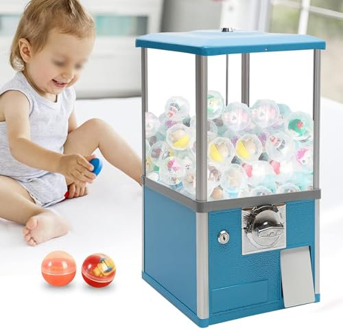 Capsule Vending Machine, Commercial Large Capacity Candy Gumball Machine, Mini Vending Machine for Game Stores Retail Stores Amusement Parks,for 4.5-5.5cm Diameter Capsule Toys,Blue