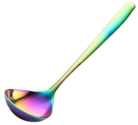 HPTHLY Cucharadas Cuchara sopera de Acero Inoxidable Cuchara sopera pequeña de Mango Largo Cuchara sopera Redonda Profunda de Cabeza Grande Cuchara sopera doméstica Cuchara Gran,(Magic Color)