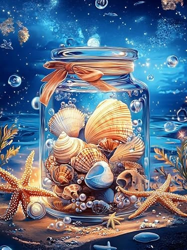 MOMAKA 5D Diamond Painting Kits Skal I Flaska för vuxna, gör-det-själv 5D diamantmålningssatser Sjöstjärna Full Drill for Beginners, Rund Borr DIY Crystal Picture Art for Home Wall Decor 30x40 cm