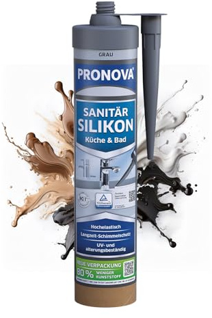 Premium Sanitär Silikon Grau Dusche Bad & Küche Dichtmasse für innen und außen Sicher gegen Schimmel 280ml - Made in Germany Vergilbungsfrei, Hochelastisch, UV- und alterungsbeständig