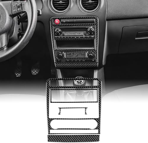 KUNGKIC Para Seat Ibiza 6L 2003-2008 Fibra de Carbono Coche Central Aire Acondicionado Panel de Control Marco Decorativo Interior Pegatinas Accesorios, Regalo, Con Pantalla (Negro)