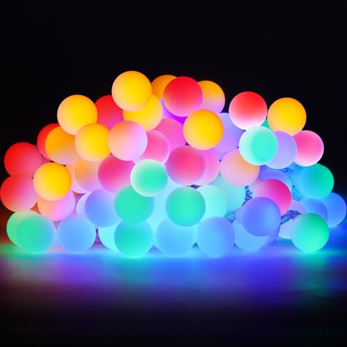 200LED Lichterkette Strombetrieben,27M Lichterkette Kugel RGB mit Stecker für Außen und Innen,IP44 Wasserdicht Lichterketten mit Dimmbar Fernbedienung,Ideal für Zimmer,Weihnachten,Party,Garten