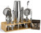 VEVOR Ensemble shaker à cocktail 13 pcs, accessoire pour barman Boston en acier inox avec support en bambou, cuillère à mélanger, doseur, passoire, verseur, cuillère à glace, zesteur de citron, argent